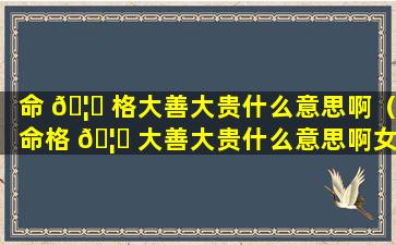 命 🦈 格大善大贵什么意思啊（命格 🦁 大善大贵什么意思啊女生）